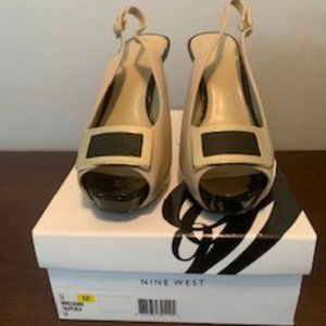 Nine West Taupe and Black Dress Sling- back, 9M